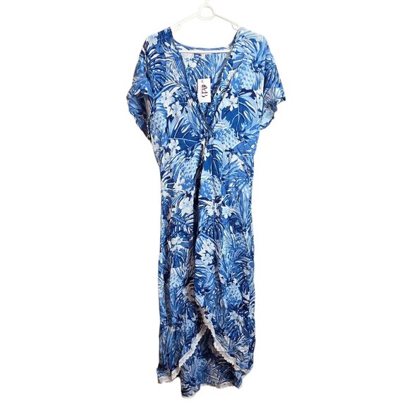 America & Beyond Dress Womens XL Blue White Floral Maxi Boho Wrap New Viscose - Picture 5 of 16